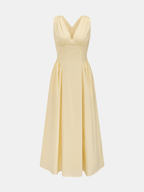 Cross Back Bow Strap Midi Dress with Adjustable Sash Closure