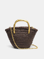 Woven Metal Handle Crossbody Handbag Durable Chic Everyday Style