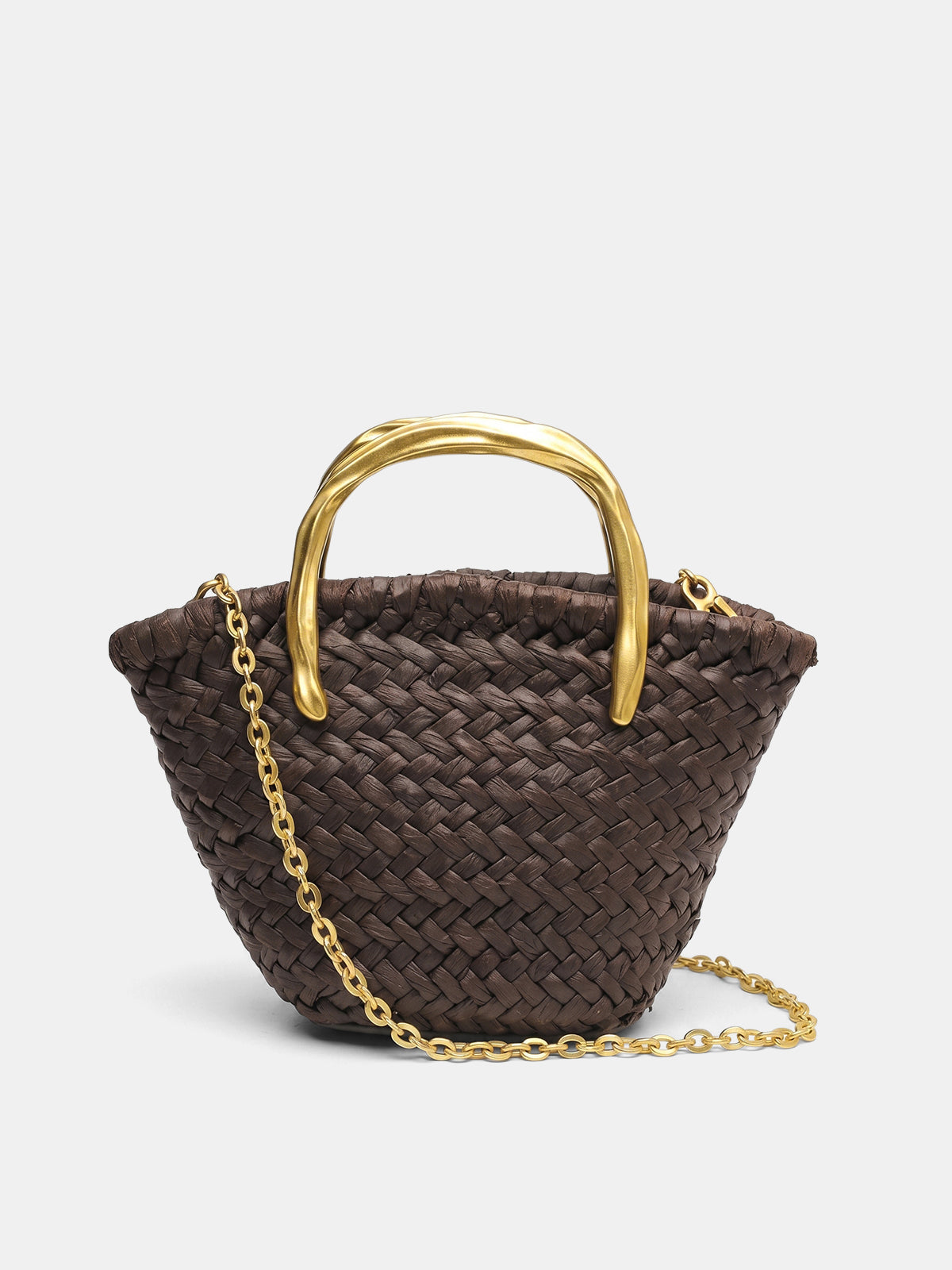 Woven Metal Handle Crossbody Handbag Durable Chic Everyday Style
