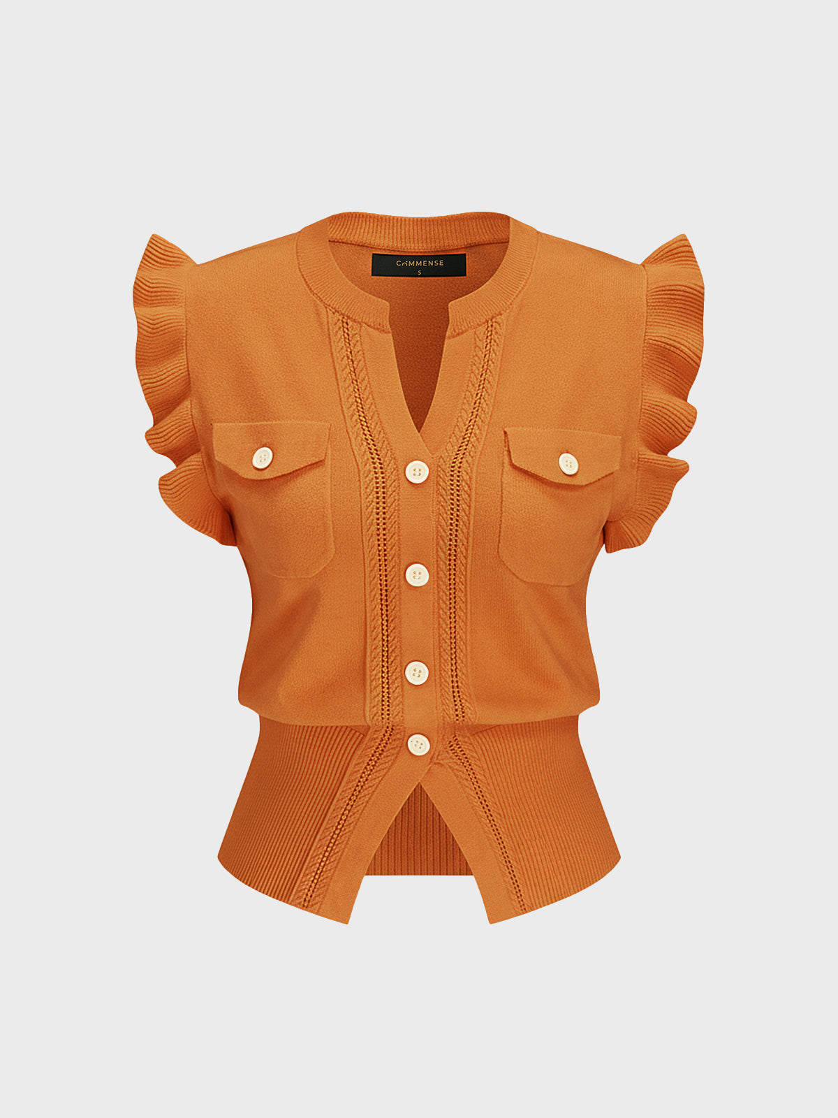 Ruffled Button-Down Knit Top for Women Casual Wear