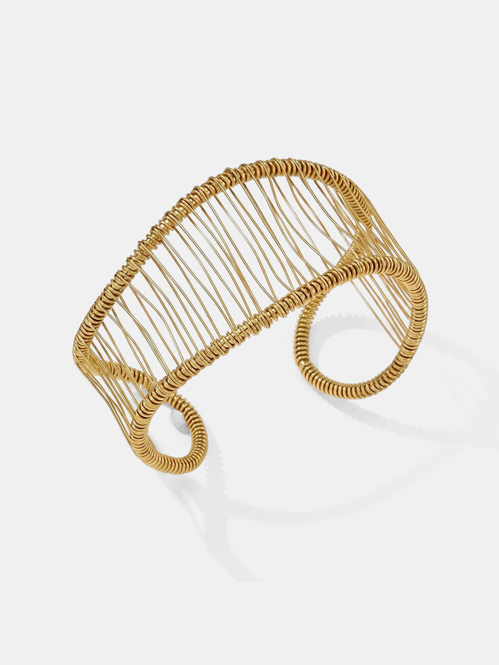 Geometric Wire Open Cuff Bangle Handcrafted Adjustable Bracelet