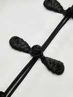 Frog Button Vest & Wide Leg Pant Set Traditional Asian-Inspired Fashion