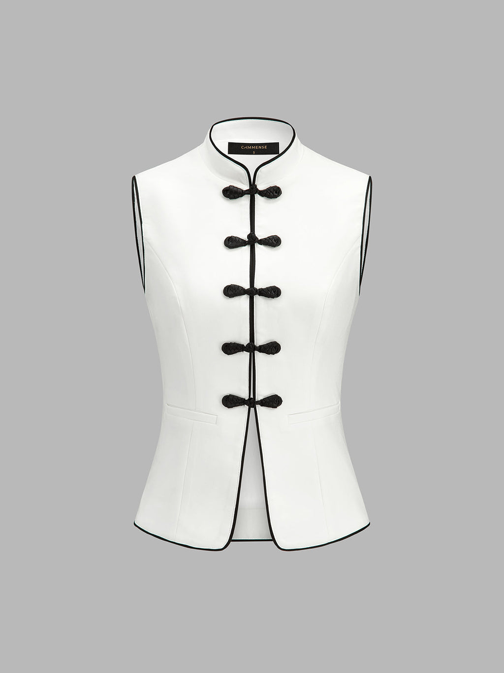 Frog Button Vest & Wide Leg Pant Set Traditional Asian-Inspired Fashion