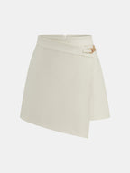 Asymmetric Buckle Detail Mini Skirt with High Waist Design