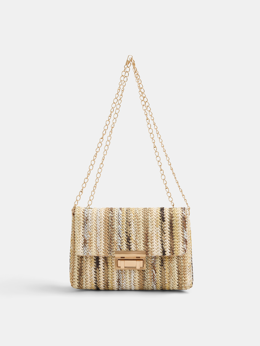Straw Chain Strap Shoulder Bag with Adjustable Crossbody Design