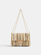 Straw Chain Strap Shoulder Bag with Adjustable Crossbody Design