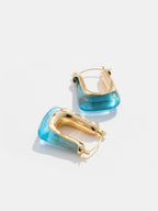 Square Resin Hoop Earrings, Trendy Lightweight Statement Accessory