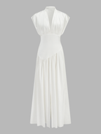 Deep V High Slit Satin Maxi Dress for Elegant Evening Wear