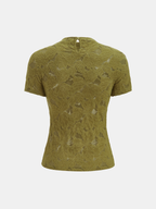 Pearl Embellished Lace Short Sleeve Top for Elegant Occasions
