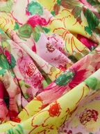 Square Neck Puff Sleeve Floral Tie-Back Blouse with Elegant Ruffle Detail