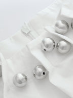 Sleeveless Studded Cinched Waist Cotton Blouse Women's Casual Summer Top