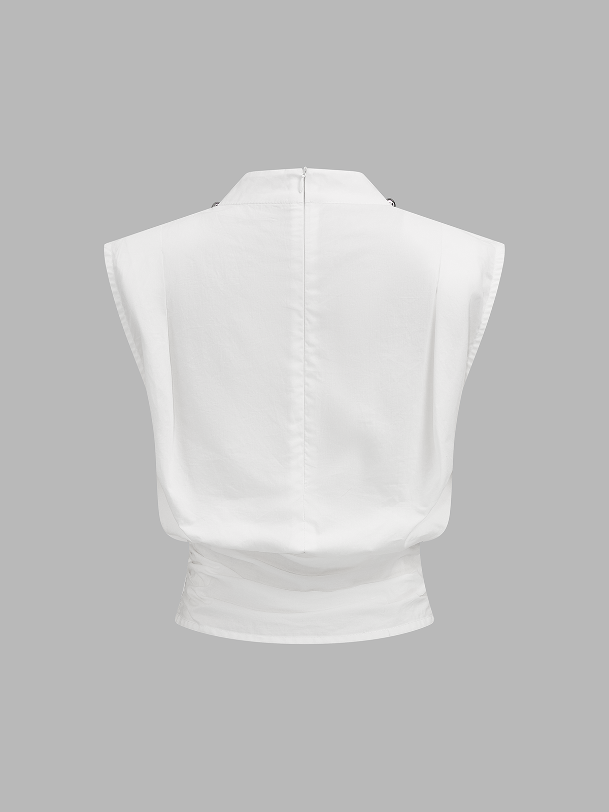 Sleeveless Studded Cinched Waist Cotton Blouse Women's Casual Summer Top