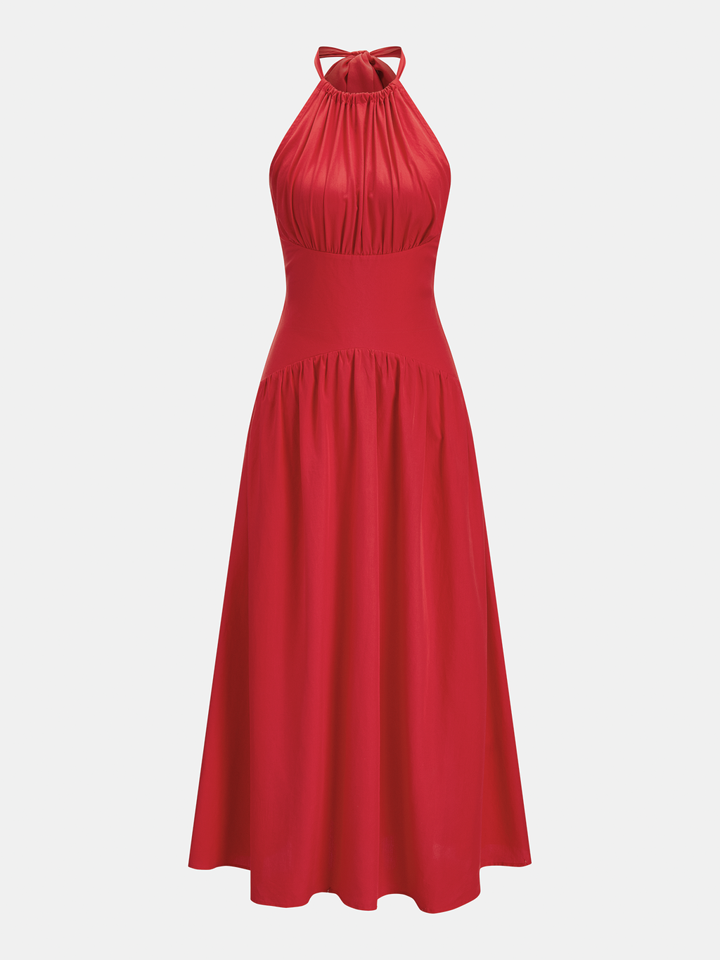 Back Bow Halter Neck Maxi Dress for Elegant Evening Wear