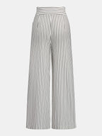 Lace Trim Striped Peplum Top & Pants Set for Women Casual Chic