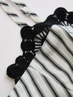 Lace Trim Striped Peplum Top & Pants Set for Women Casual Chic