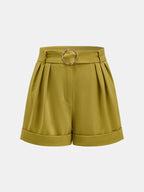 Asymmetric Neck Top & Belted Shorts Set for Women Summer Casual