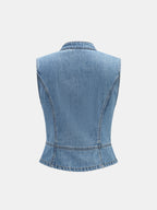 Napoleon Style Double Breasted Denim Vest for Men Casual Layering