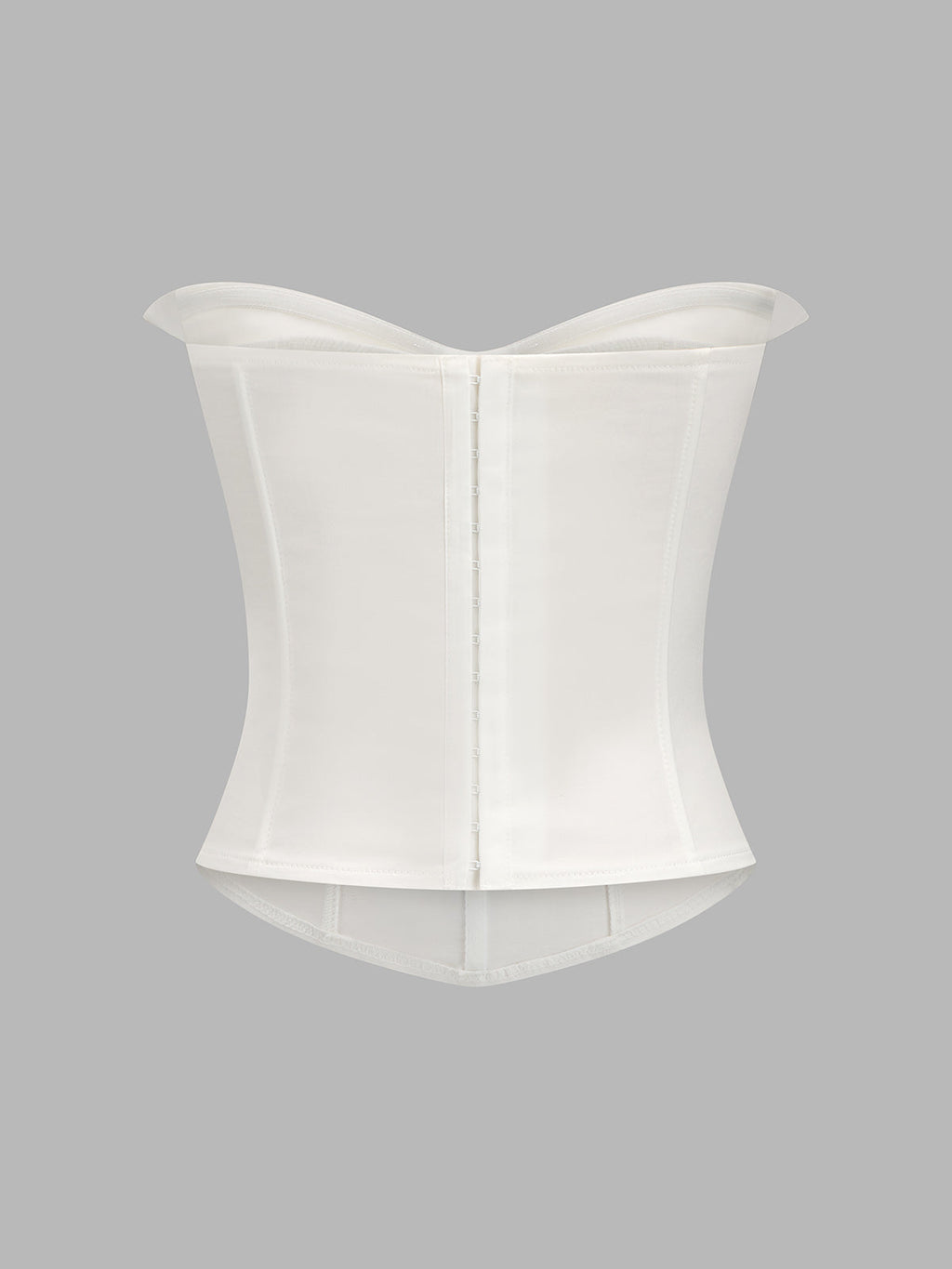 Fold Over Strapless Tie Decor Corset Top with Lace-Up Back