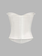 Fold Over Strapless Tie Decor Corset Top with Lace-Up Back