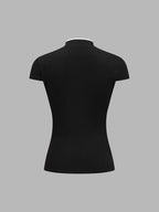 Contrast Frog Button Short Sleeve Traditional Chinese Top