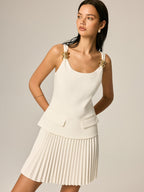 Metal Detail Pleated Mini Dress for Women Trendy Casual Party Wear