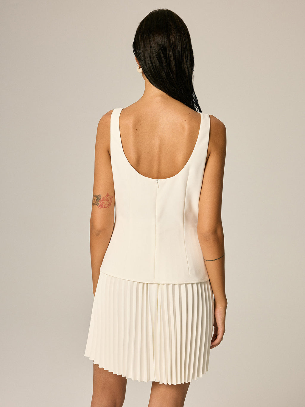 Metal Detail Pleated Mini Dress for Women Trendy Casual Party Wear