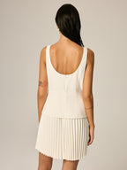 Metal Detail Pleated Mini Dress for Women Trendy Casual Party Wear