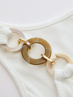 Resin Ring Strap Ribbed Slim Tank Top for Women Casual Summer Wear