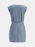 Wrap V Neck Pleated Mini Dress Flattering Fit Casual or Formal Wear
