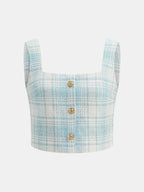 Plaid Tweed Two Piece Shorts Set Comfortable Spring Summer Fashion