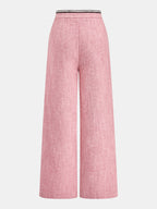 Contrast Trim Tweed Two Piece Pants Set with Elegant Jacket
