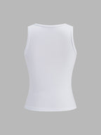 Tulip Print Slim Sleeveless Tank Top for Women Casual Summer Wear