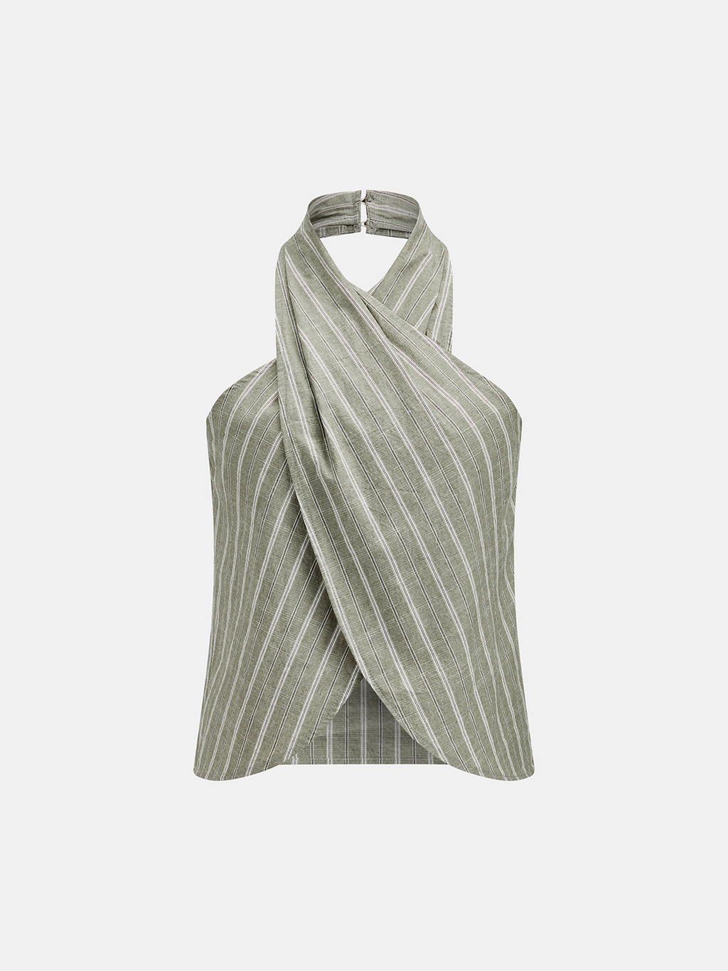 Striped Cotton Linen Halter Top & Pants Set for Women Summer Outfit