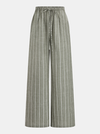 Striped Cotton Linen Halter Top & Pants Set for Women Summer Outfit