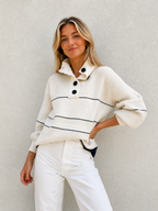 Open Collar Button Up Sweater for Casual Everyday Wear