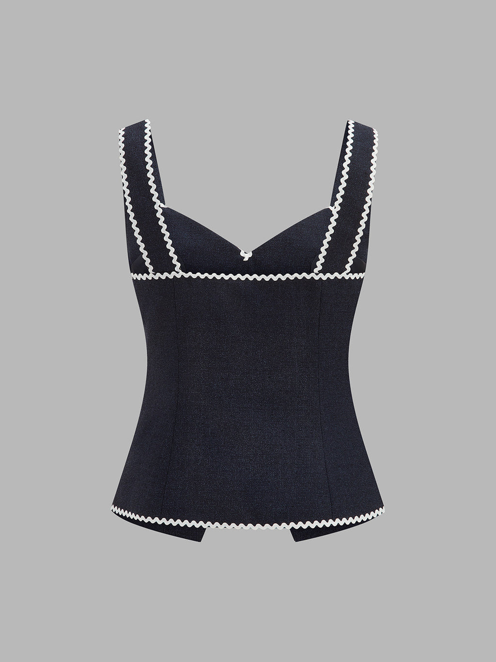 Contrast Wave Edge Button Front Vest with Adjustable Back Strap