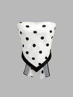 Polka Dot Wrap Tie Backless Tube Top with Adjustable Straps for Women