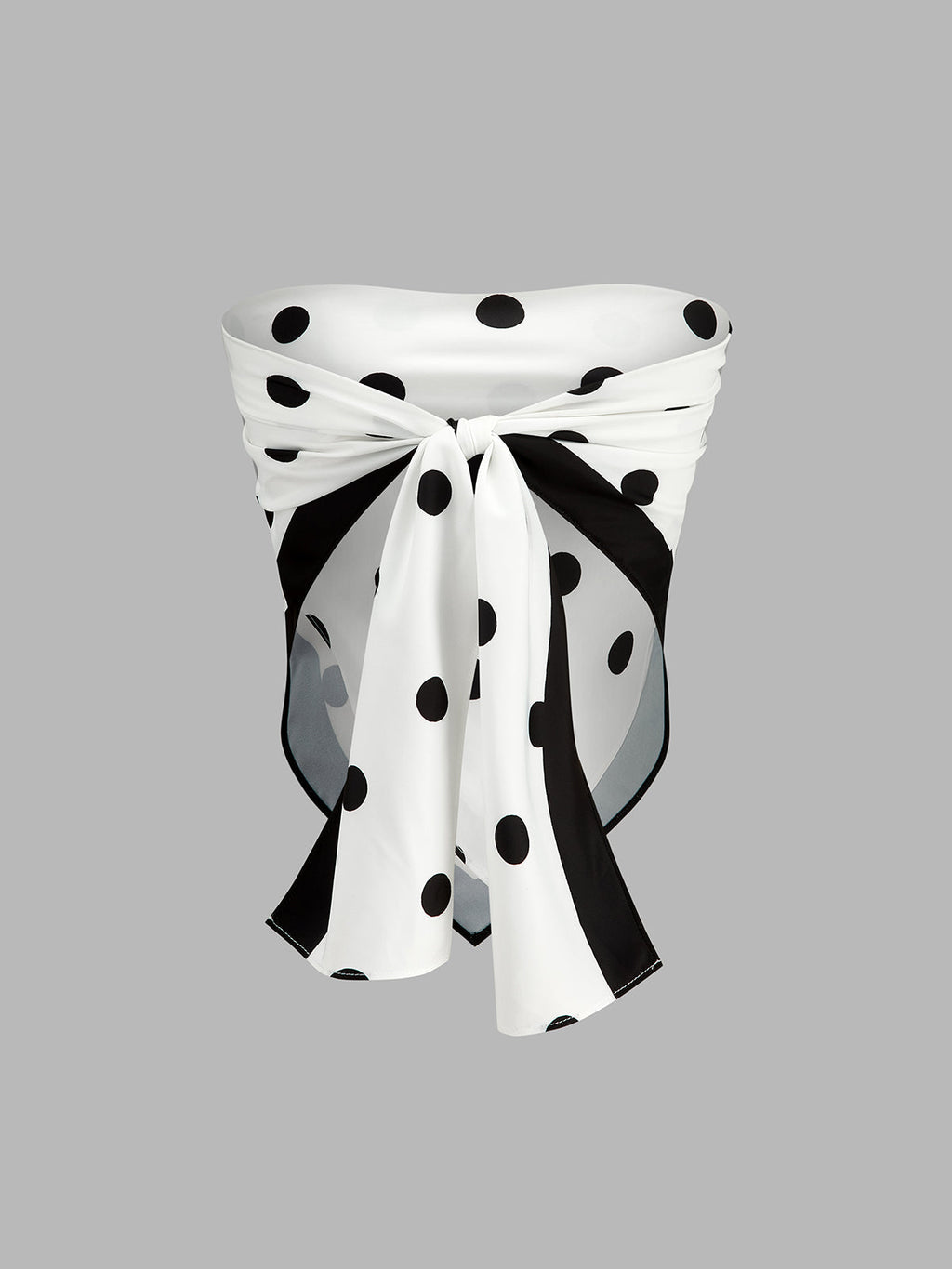 Polka Dot Wrap Tie Backless Tube Top with Adjustable Straps for Women