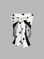 Polka Dot Wrap Tie Backless Tube Top with Adjustable Straps for Women