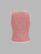 Contrast Piping Tweed Two Piece Elegant Office Skirt Set