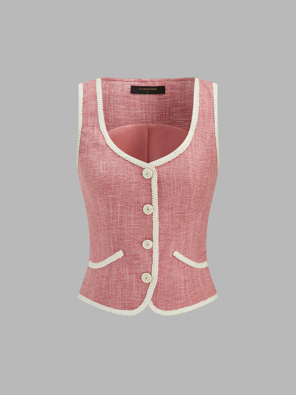 Contrast Piping Tweed Two Piece Elegant Office Skirt Set