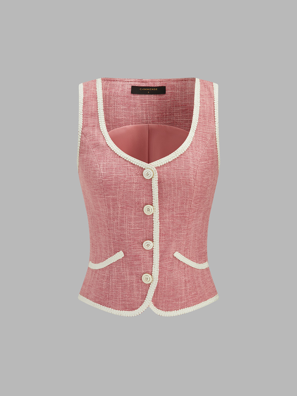 Contrast Piping Tweed Two Piece Elegant Office Skirt Set