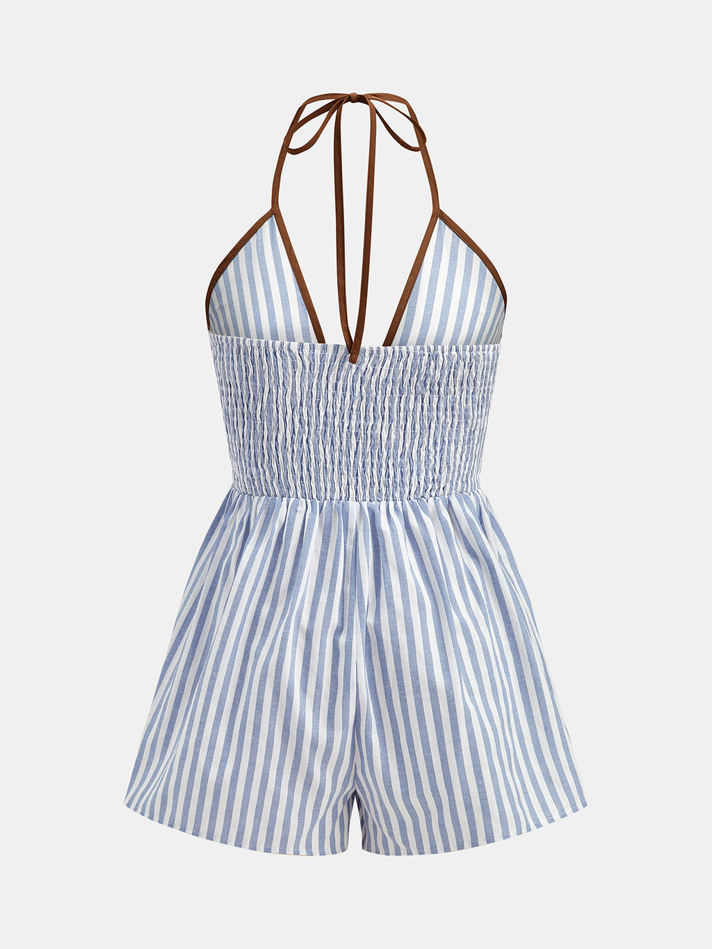 Halter Striped Cutout Casual Romper Women's Summer Outfit Idea