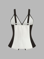 Color Block Metal Button Cami Vest with Adjustable Straps