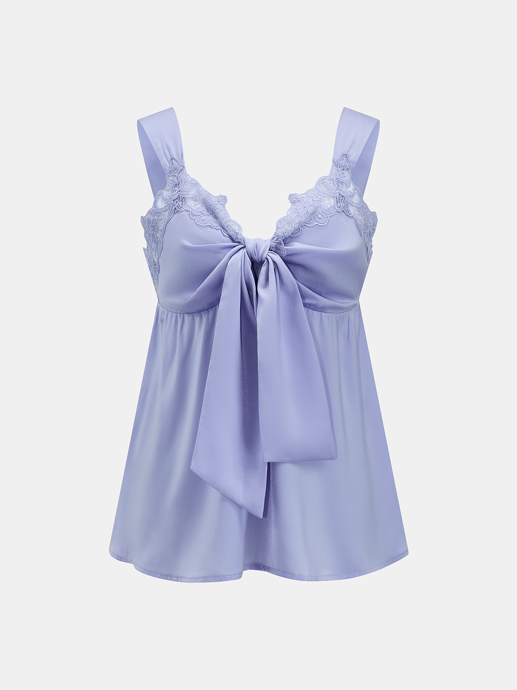 Lace Trim Tie-Front Balloon Leg Cozy Lounge Set for Women