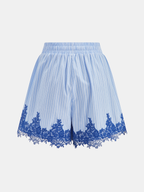Lace Trim Striped Two Piece Shorts Set for Women Casual Summer