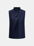 Satin Drape Neck Top & Drawstring Pants Set for Elegant Evenings