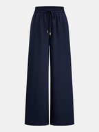 Satin Drape Neck Top & Drawstring Pants Set for Elegant Evenings
