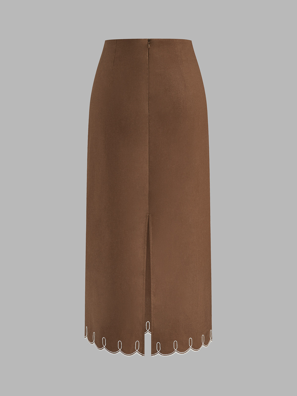 Contrast Stitch Linen Blend Two Piece Skirt Set for Women Summer Casual