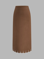 Contrast Stitch Linen Blend Two Piece Skirt Set for Women Summer Casual